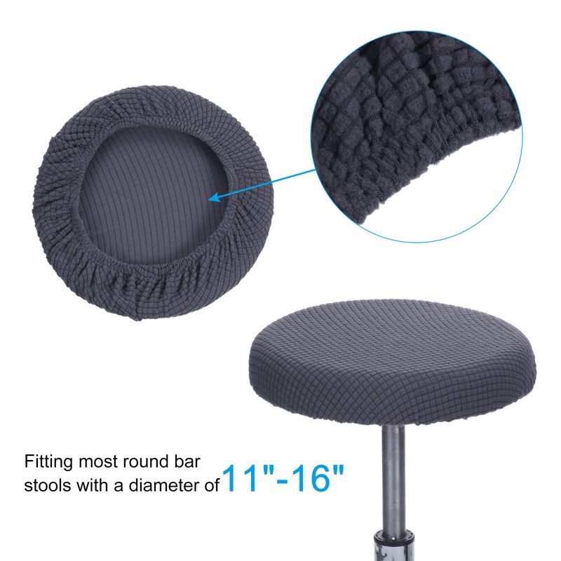 Unique Bargains Kitchen Living Room Non-Slip Washable 11"-16'' Elastic Round Bar Stool Seat Cushions for Chair Stool 2 Pcs, 3 of 7
