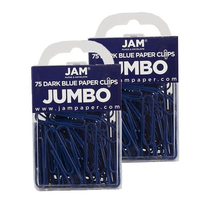 JAM Paper Colored Jumbo Paper Clips Large 2 Inch Dark Blue Paperclips 42186869A