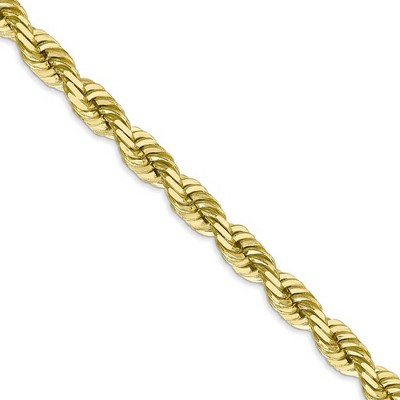 Black Bow Jewelry Men's 6mm 10k Yellow Gold Solid Diamond Cut Rope Chain Necklace
