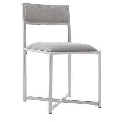 Elysian Gray Leatherette Upholstered Side Chair with Chrome X-Style Legs, Set of 2