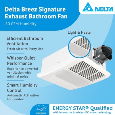 White Rectangular Bathroom Exhaust Fan with Light and Heater