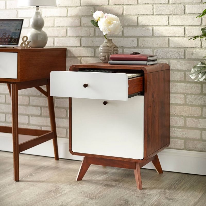 Cassie 2 Drawer File Cabinet White/Walnut - Buylateral, 4 of 8