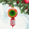 Huras Family 8.0 Inch Merry & Bright Holly Red Fluted Drop Ball Reflector Tree Ornaments - 3 of 3