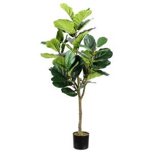Artificial Tree - Faux 72" Potted Fiddle Leaf Multi Branch Fig Tree - FXP2003 - Green - Safavieh - 1 of 4