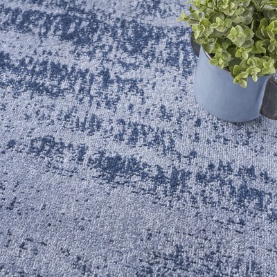 Essentials Denim Blue Abstract Indoor/Outdoor Square Rug