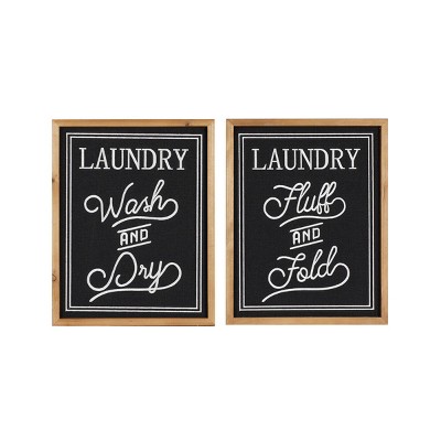 Set of 2 Farmhouse Wood Sign Wall Decors Black - Olivia & May