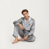 Anna-Kaci Men's 2-Piece Set Satin Pajamas with Geometric Print Contrast Collar and Button-Up Top - 4 of 4