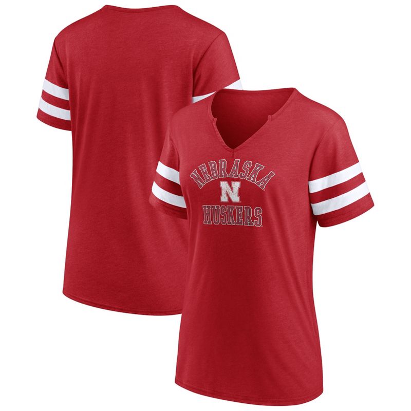 NCAA Nebraska Cornhuskers Women&#39;s V-Neck Notch T-Shirt, 1 of 4