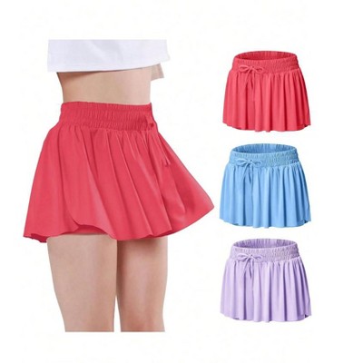 Mocamel 3 Picks Girls Butterfly Shorts Elegant Sport Tennis Cheerleading Skirt Shorts Quick Dry and Medium Elastic Dance Running Sport Costume