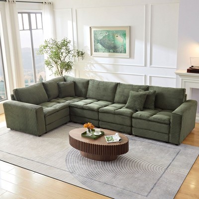 CAVINAS 4/5/6-Seater Modular Sectional Sofa,Cloud Couch Sectional,Conversible Sleeper Sofa for Living Room,3 Throw Pillows