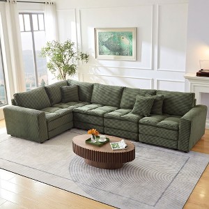 CAVINAS 4/5/6-Seater Modular Sectional Sofa,Cloud Couch Sectional,Conversible Sleeper Sofa for Living Room,3 Throw Pillows - 1 of 4