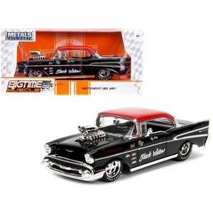 1957 Chevrolet Bel Air Black with Red Top "Pete's Auto Body: Black Widow" "Bigtime Muscle" Series 1/24 Diecast Model Car by Jada - 1 of 4