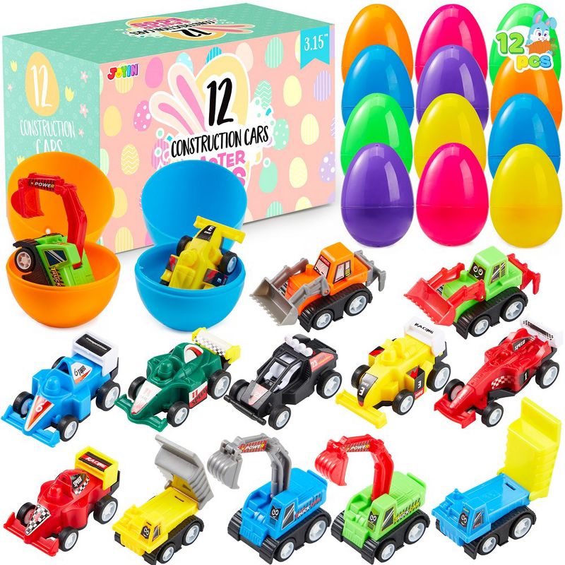Joyin 24 Pcs Toy Filled Easter Eggs(12 Cars and 12 Eggs),Easter Eggs with Toys Inside,Birthday Party Favors for Boys and Girls,Basket Stuffers, 1 of 9