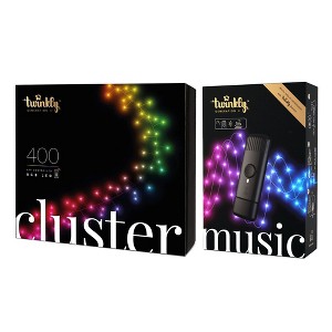 Twinkly Cluster + Music Bundle - Smart Decorations 19.5-Feet 400 LED RGB Multicolor Bluetooth Christmas Lights with USB Powered Music Syncing Device - 1 of 4