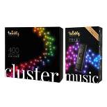 Twinkly Cluster + Music Bundle - Smart Decorations 19.5-Feet 400 LED RGB Multicolor Bluetooth Christmas Lights with USB Powered Music Syncing Device
