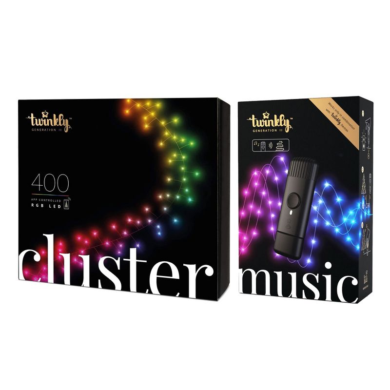 Twinkly Cluster + Music Bundle - Smart Decorations 19.5-Feet 400 LED RGB Multicolor Bluetooth Christmas Lights with USB Powered Music Syncing Device, 1 of 7