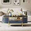 COZONY Modern Fluted Coffee Table with Drawer, 48" Oval Faux Marble Top & Gold Legs for Living Room - 4 of 4