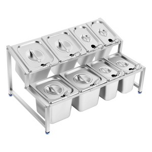 YIYIBYUS 2-Tier Stainless Steel Expandable Spice Rack, 8 Pans - 1 of 4