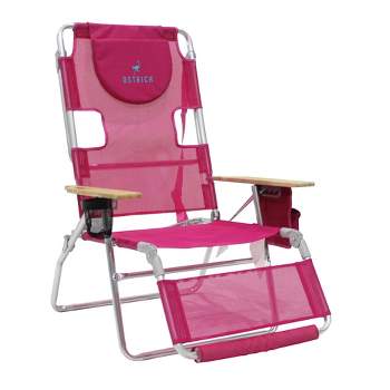 Ostrich Altitude 3N1 Lightweight Lawn Beach Reclining Lounge Chair with Footrest, Outdoor Furniture for Patio, Balcony, Backyard, or Porch, Pink