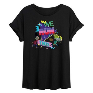 Women's - Hey Arnold! - Retro Arnold and Gerald Oversized Graphic T-Shirt - 1 of 4