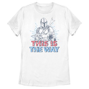 Women's Star Wars The Mandalorian Patriotic Mando and Grogu This is the Way T-Shirt - 1 of 4