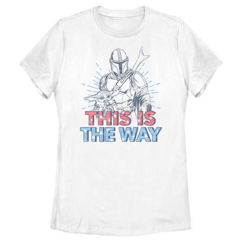 Women's Star Wars The Mandalorian Patriotic Mando and Grogu This is the Way  T-Shirt - White - 2X Large