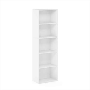 52" 5 Shelf Decorative Bookcase-Furinno Luder Reversible Open Shelf in White
