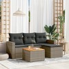 vidaXL Patio Sofa Set with Cushions Outdoor Furniture 5 Piece Poly Rattan - Gray - 2 of 4
