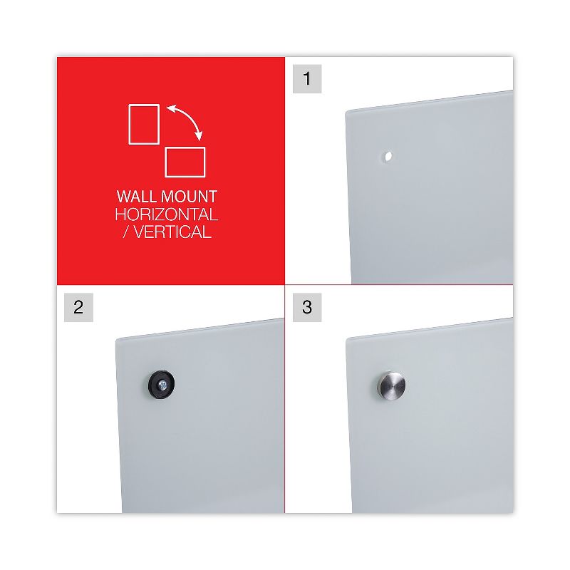 Universal Frameless Glass Marker Board 36" x 24" White 43232, 5 of 9