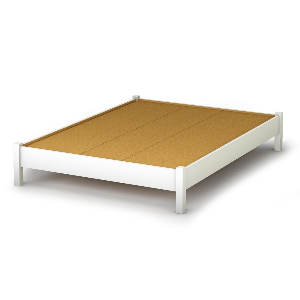 Photos - Bed South Shore Full Step One Platform  Pure White: Wood Composite, No Box Spring Needed, 5-Year Warranty