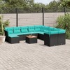 vidaXL 12 Piece Patio Sofa Set with Cushions Black and Blue Poly Rattan - 2 of 4