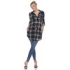 Women's Printed Plaid Roll Tab Tunic - White Mark - 2 of 4