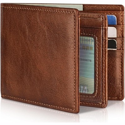 Paaaawaters Mens Wallet Genuine Leather Bifold RFID Blocking Wallet for Men