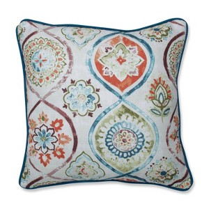 Madrid Pottery Mini Square Throw Pillow Blue - Pillow Perfect, Green Blue