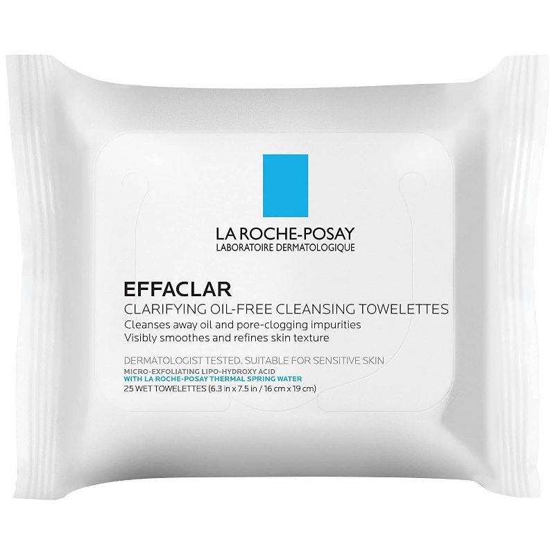 La Roche Posay Effaclar Clarifying Oil-Free Cleansing Towelettes for Oily Skin Face Wipes - Unscented - 25ct, 1 of 6