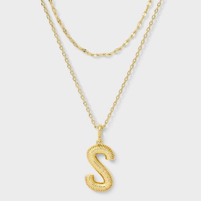14K Gold Dipped Cubic Zirconia Duo Initial Multi-Strand Necklace - A New Day™ Gold