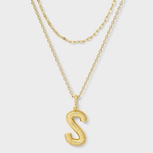 14K Gold Dipped Cubic Zirconia Duo Initial Multi-Strand Necklace - A New Day™ Gold - 1 of 4