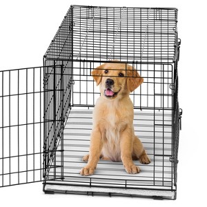 Sweet Jojo Designs Dog Crate Bottom Tray Pan Cover 36in. Stripe White and Grey - 1 of 4