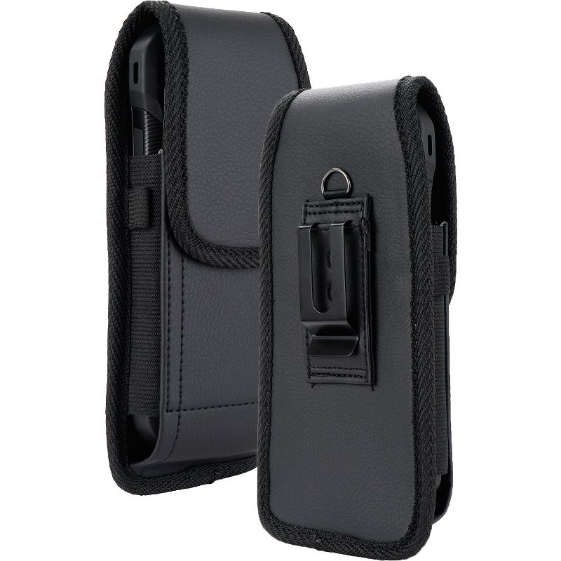 Nakedcellphone Vegan Leather Case Pouch with Clip and Belt Harness for Samsung Galaxy Z Fold 5 4 3 2 - Black, 1 of 8