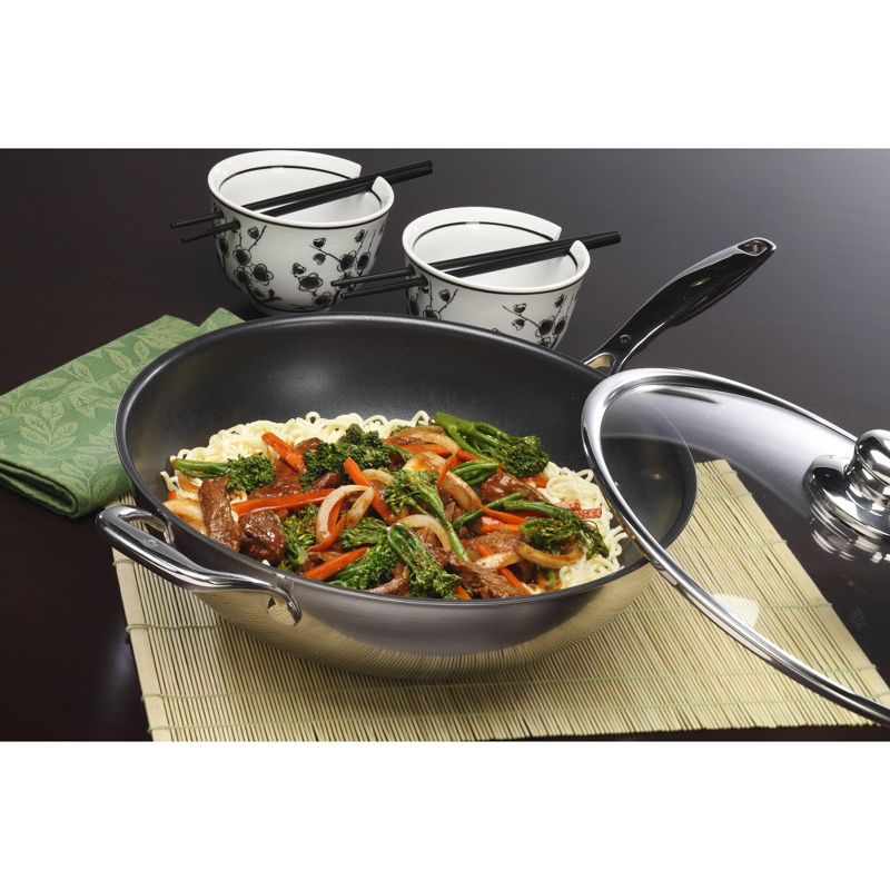 Swiss Diamond Nonstick Clad Induction Wok with Tempered Glass Lid, 12.5", 7.9 QT, 2 of 4