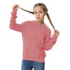 Girls Pullover Sweater Cable Knit Crew Neck Long Sleeve Sweater Knit Tops - 3 of 4