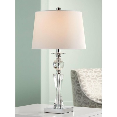 Vienna 25" Clear Crystal Glass Table Lamp with White Shade