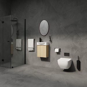 ALEXOUN 16" Small Bathroom Vanity with Round Ceramic Sink,Freestanding Cabinet , Soft Closing Doors,Modern Single Sink Vanity for Small Space - 1 of 4
