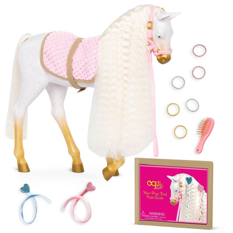 Our Generation 12&#34; Hair Play Foal - Glitter &#38; Hearts Andalusian Horse in White, 1 of 11