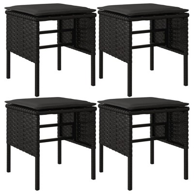 vidaXL Garden Footstool Set of 4 Black Poly Rattan Small Modular : Target