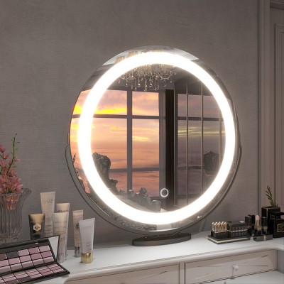 ONWITH 19" Vanity Makeup Mirror with 3 Colors Lights Dimmable LED Mirror