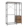 Acacia Wood Garment Racks with Shelves 2 Wicker Drawers and 4 Hooks Heavy Duty Closet Organizer for Hanging Clothes, Freestanding Closet Wardrobe Rack - 2 of 4