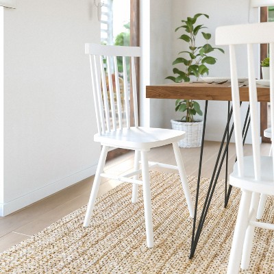 Elegant Windsor White Slat Wood Side Chair