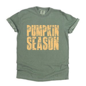 Pumpkin Season Block Distressed - Women's Garment Dyed Graphic T-Shirt - 1 of 4