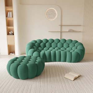 WJSHome 3 Seater Bubble Sofa with Ottoman, Curved Couch, Comfy Upholstered Sofa, Mesh Fabric 3D Honeycomb Shape Modern Couch - 1 of 4